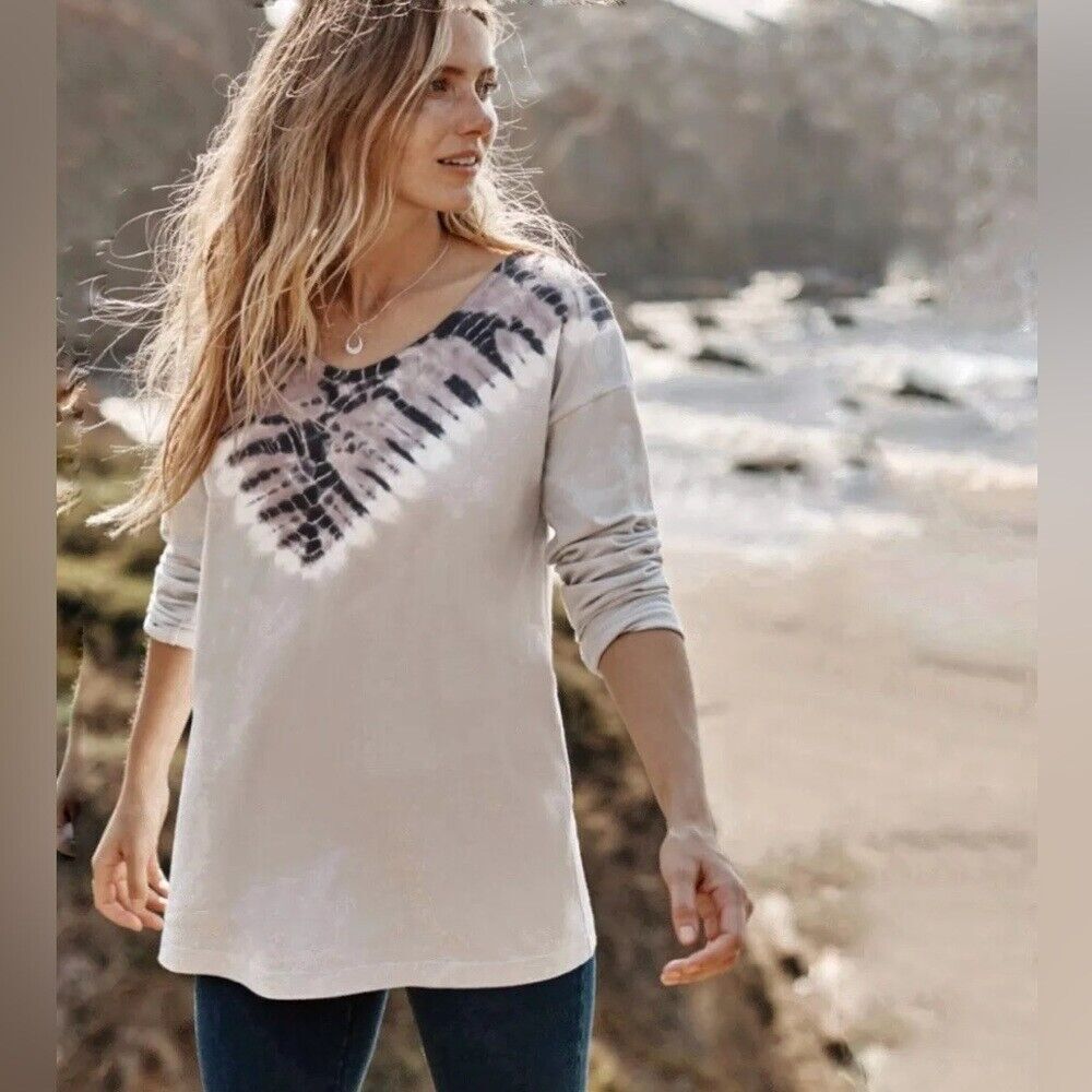 J. Jill Pure Tie-Dyed Tunic Top Size S Long Sleeve Soft & Relaxed  Smokey Mauve